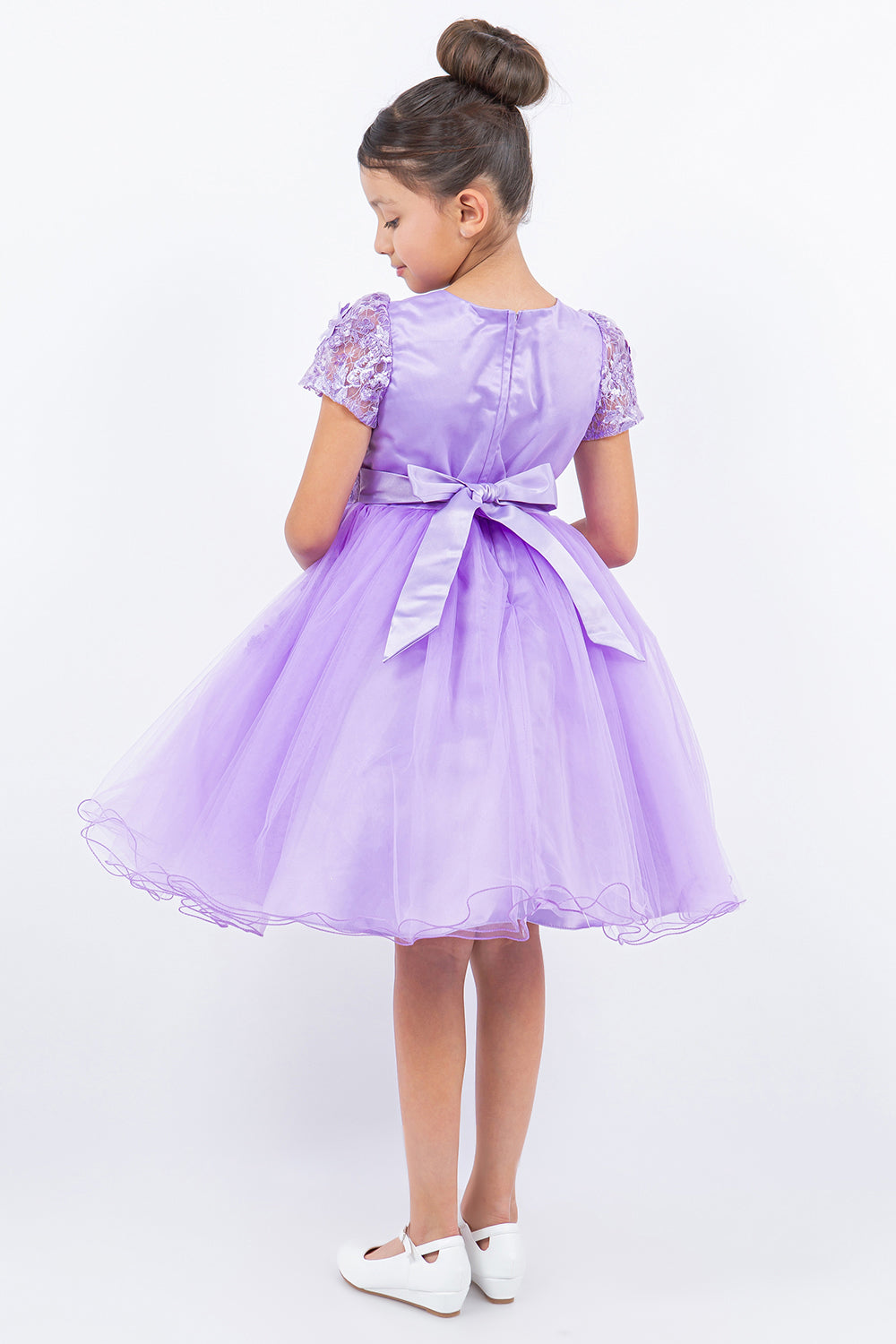 Flower Girl Dresses Short 3D Floral A Line Flower Girl Dress Lilac