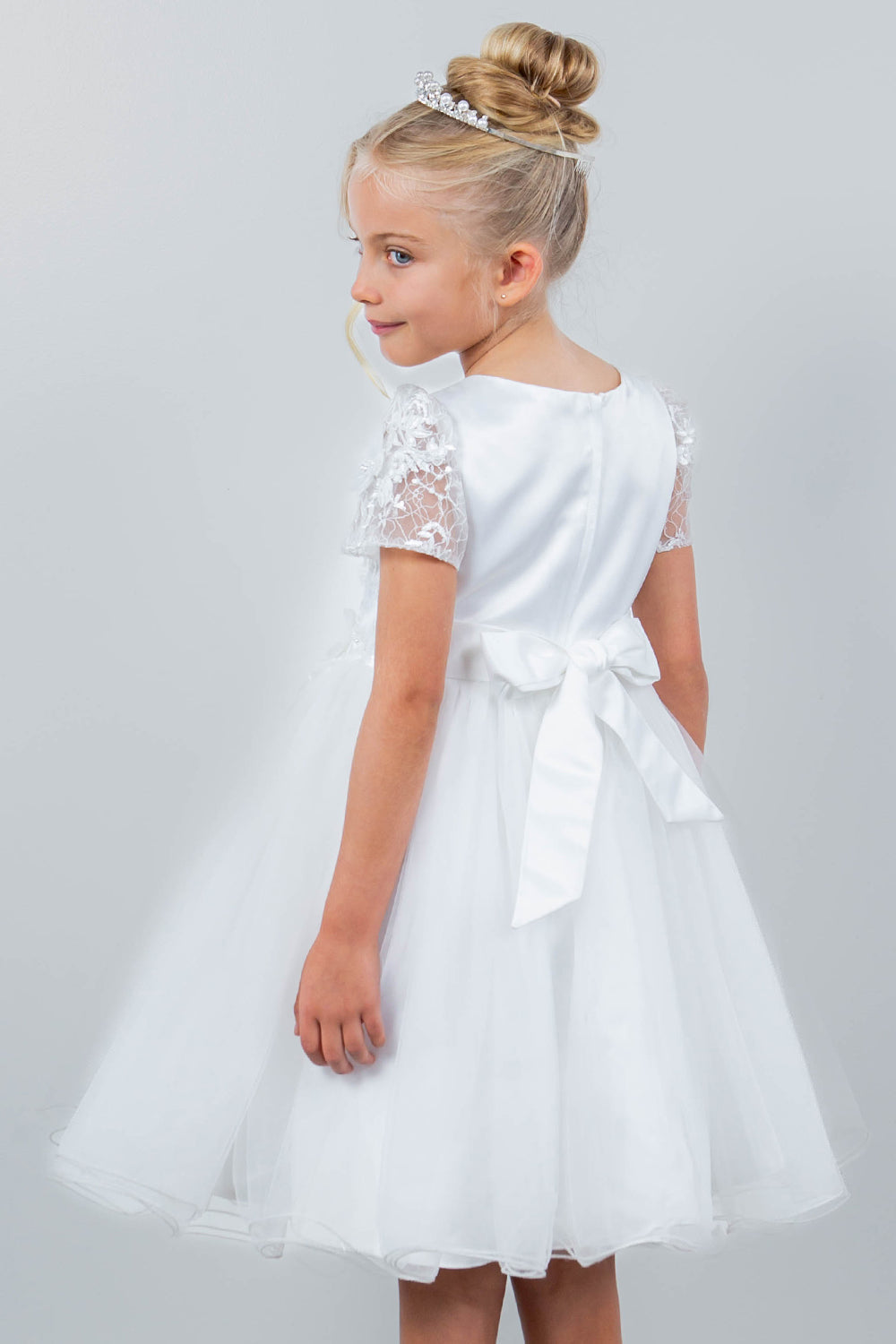 Flower Girl Dresses Short 3D Floral A Line Flower Girl Dress White