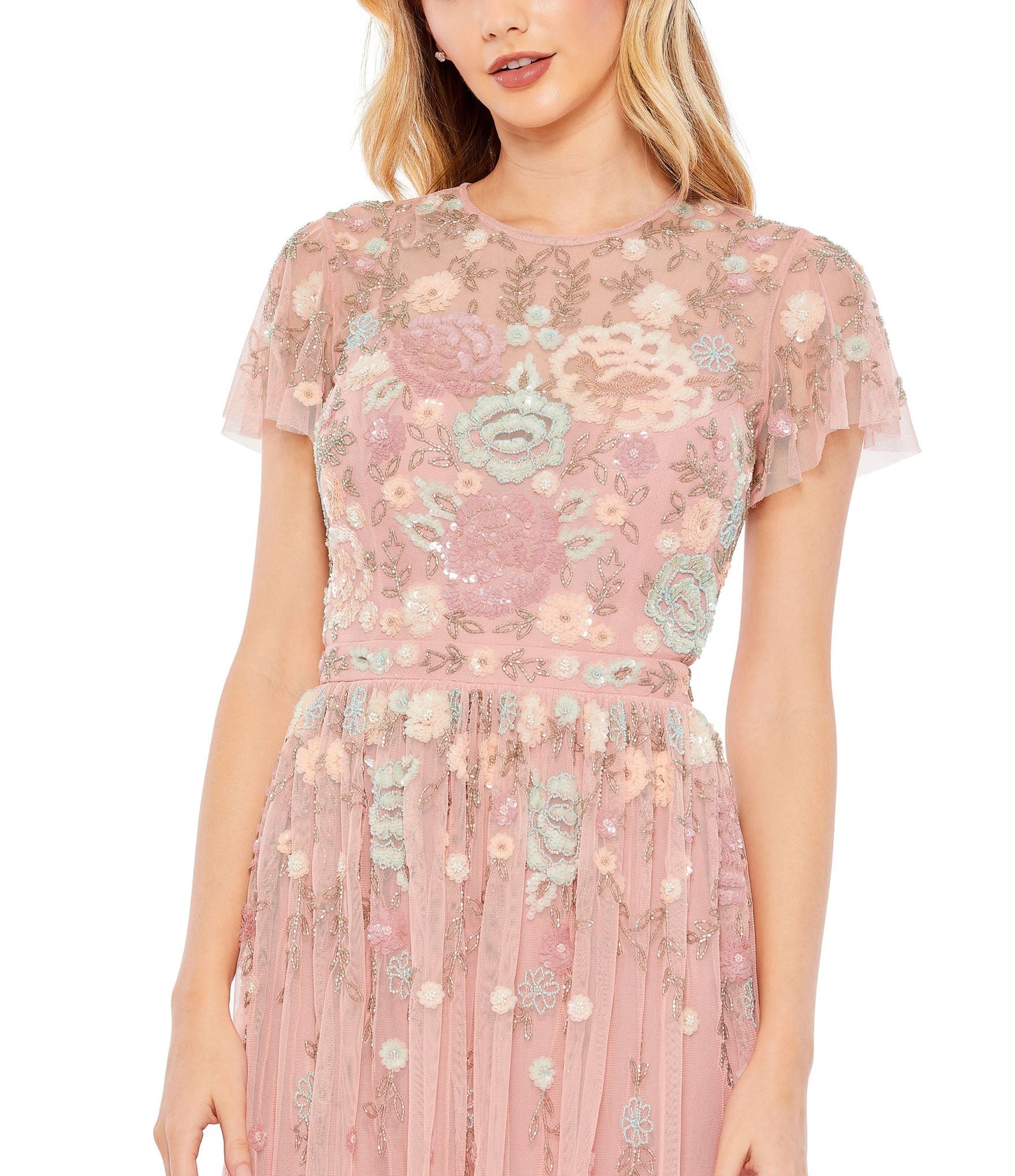 Cocktail Dresses Butterfly Embellished Cocktail Midi Dress Dusty Rose