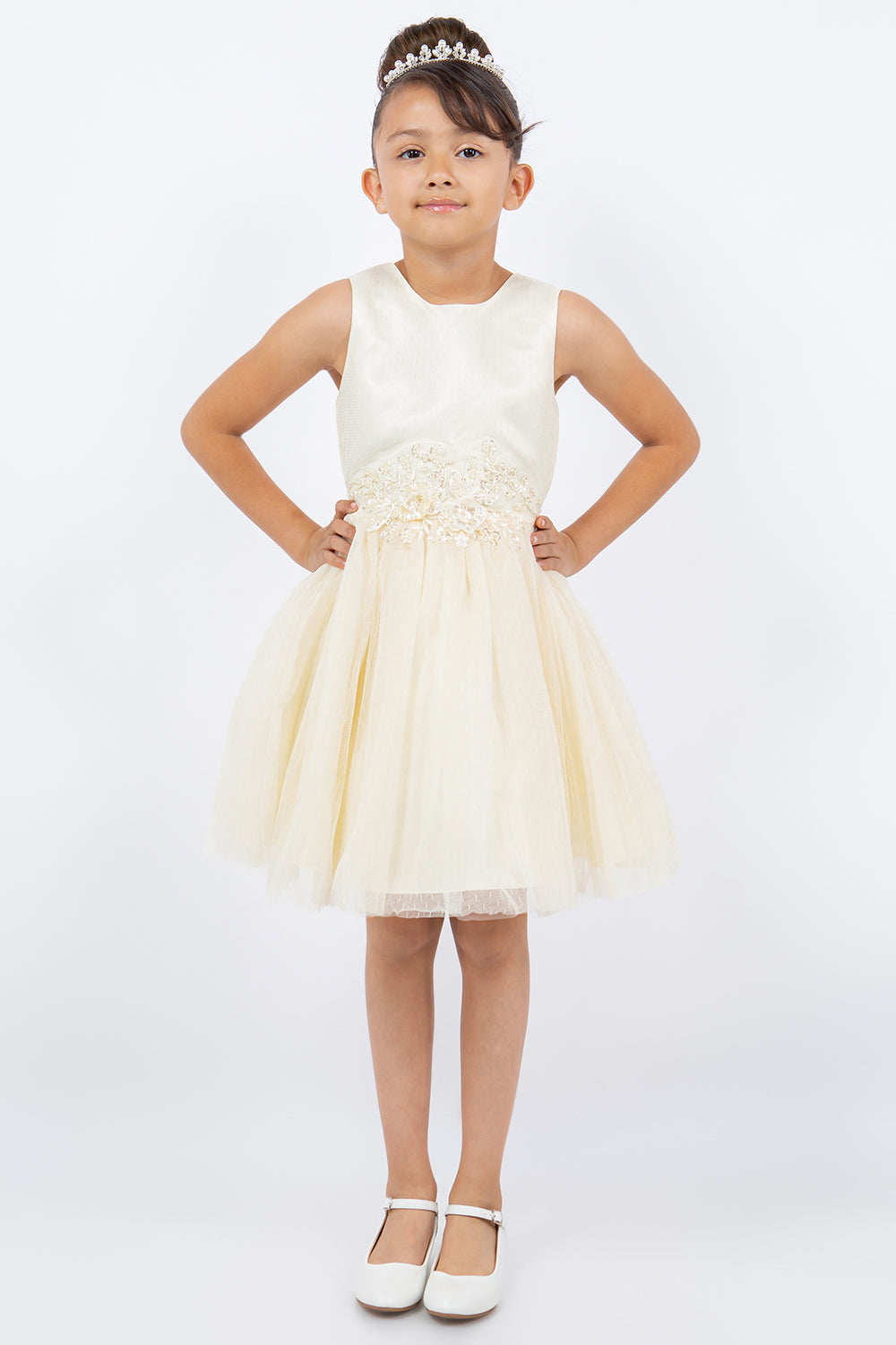 Flower Girl Dresses Short Sequin Floral Flower Girl Dress Champagne