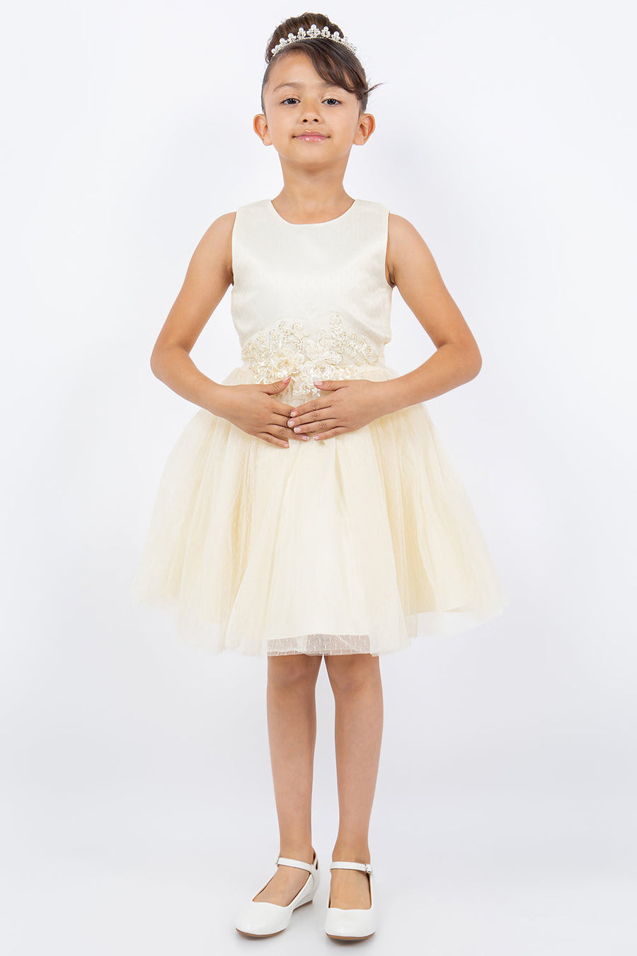 Flower Girl Dresses Short Sequin Floral Flower Girl Dress Champagne