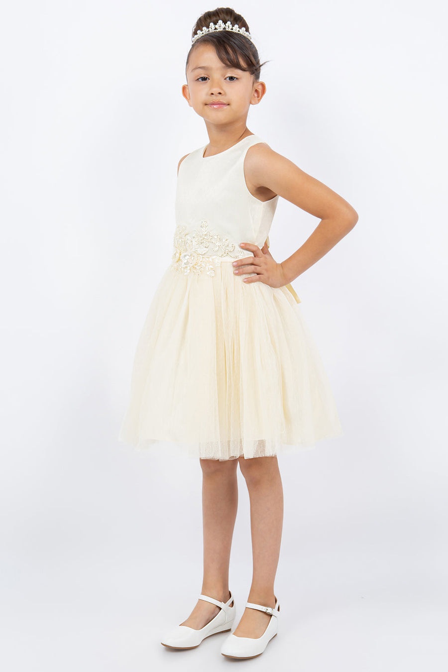 Flower Girl Dresses Short Sequin Floral Flower Girl Dress Champagne
