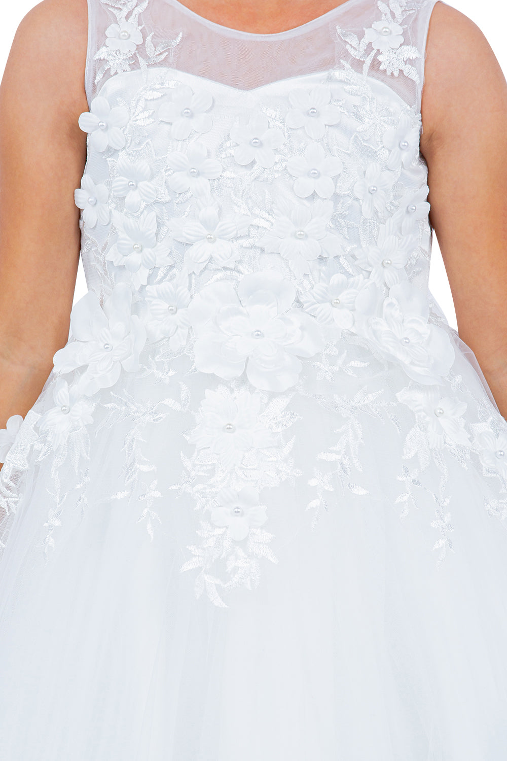 Flower Girl Dresses 3D Floral High Low Flower Gril Dress Off White