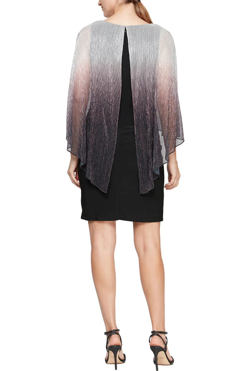 Cocktail Dresses Ombre Capelet Cocktail Dress Black Silver