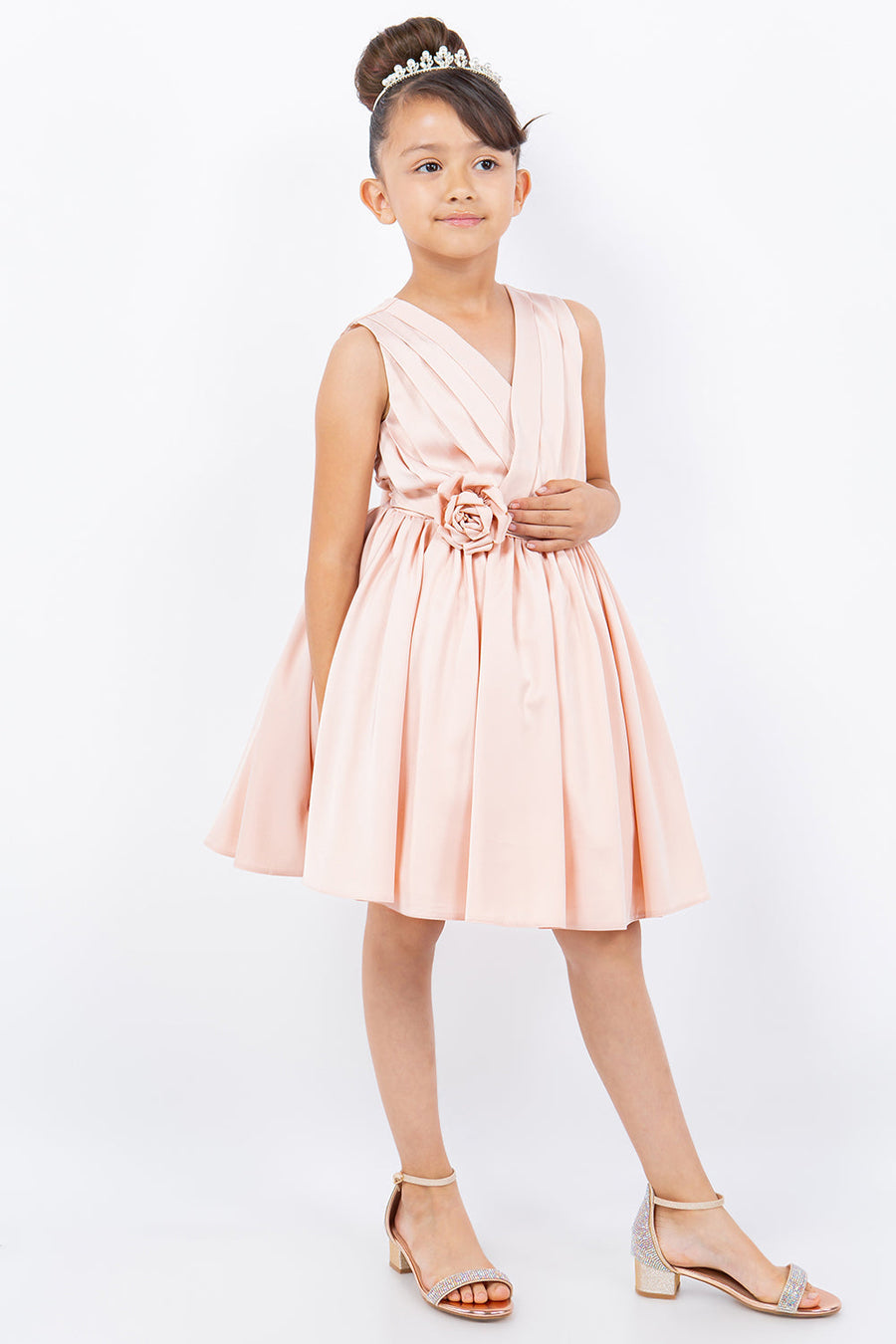 Flower Girl Dresses Short Pleated A Line Flower Girl Dress Blush