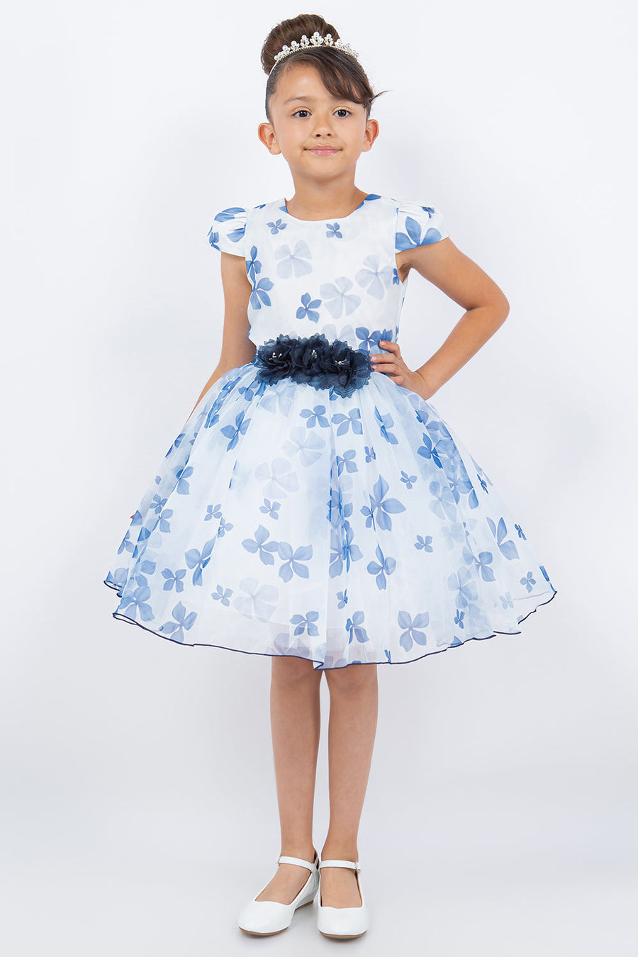 Flower Girl Dresses Short Printed A Line Flower Girl Dress Navy