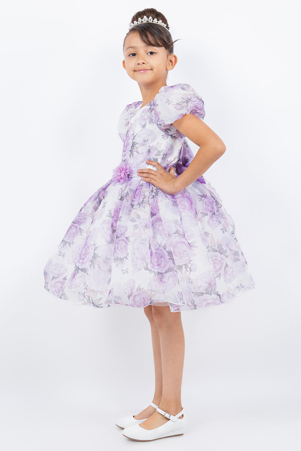 Flower Girl Dresses Short Floral Print Flower Girl Dress Lilac