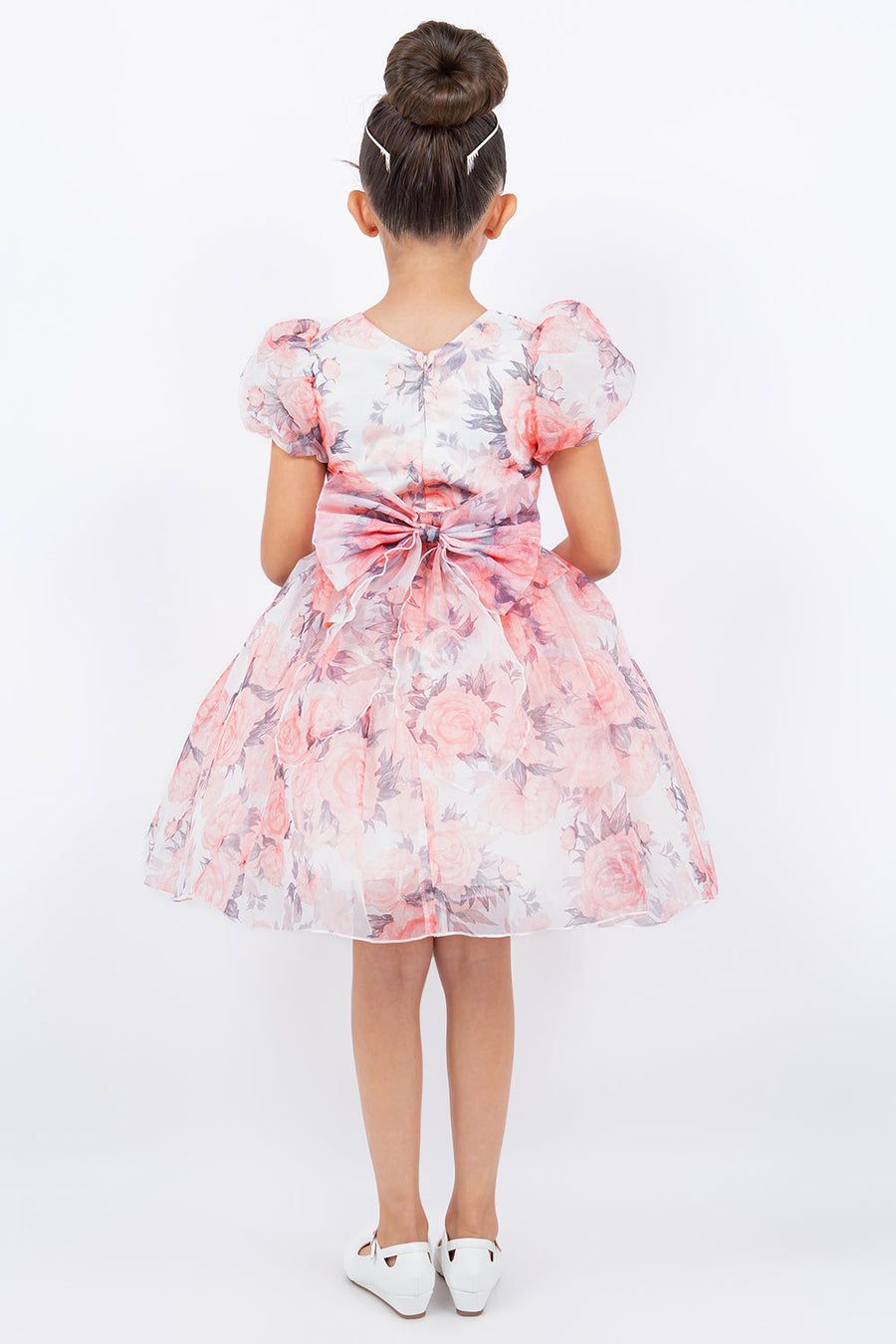 Flower Girl Dresses Short Floral Print Flower Girl Dress Peach