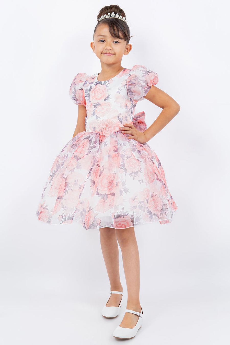 Flower Girl Dresses Short Floral Print Flower Girl Dress Peach