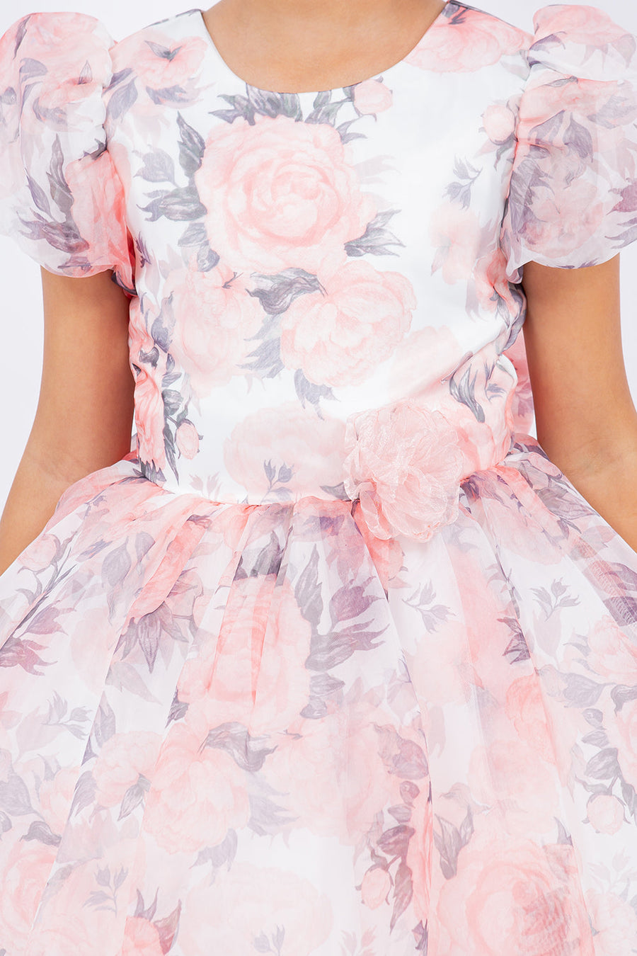 Flower Girl Dresses Short Floral Print Flower Girl Dress Peach