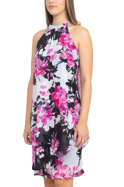 Cocktail Dresses Floral Print Short Cocktail Dress Black Multi