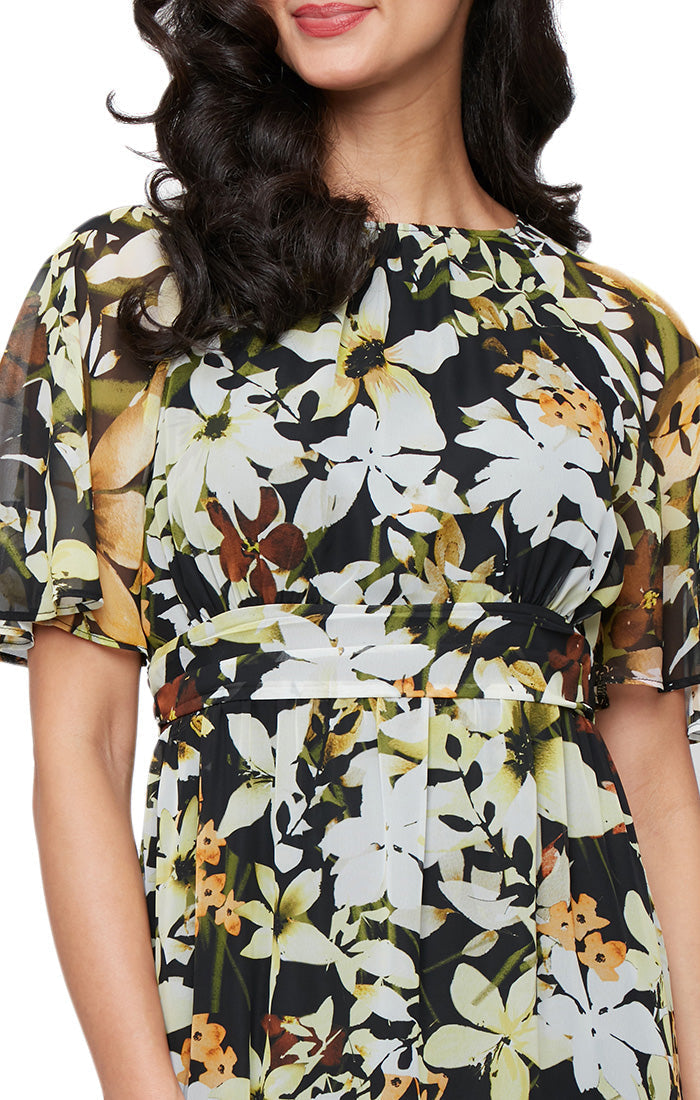 Cocktail Dresses Short Printed Tea Length Cocktail Dress Black Multi