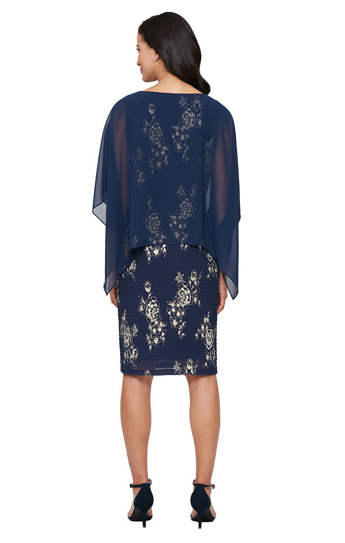 Cocktail Dresses Short Pleated Cocktail Dress Navy Gold