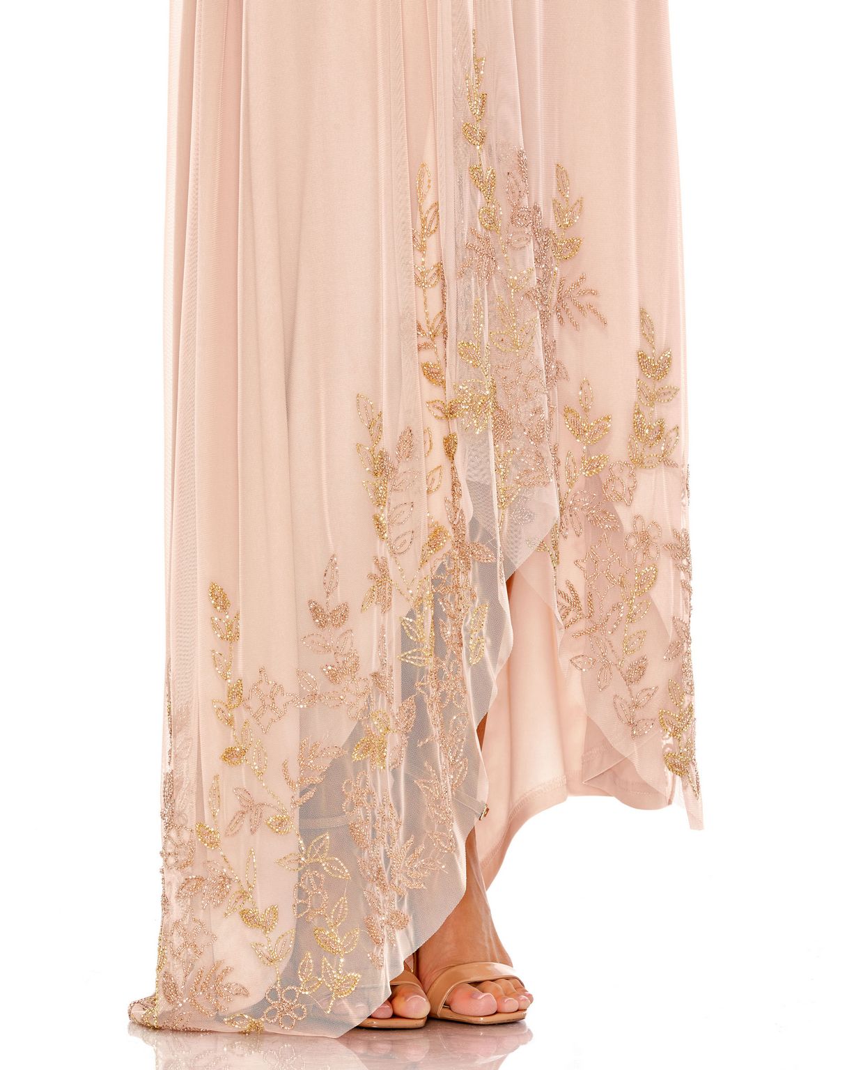 Formal Dresses Metallic Floral High Low Formal Evening Dress Rose