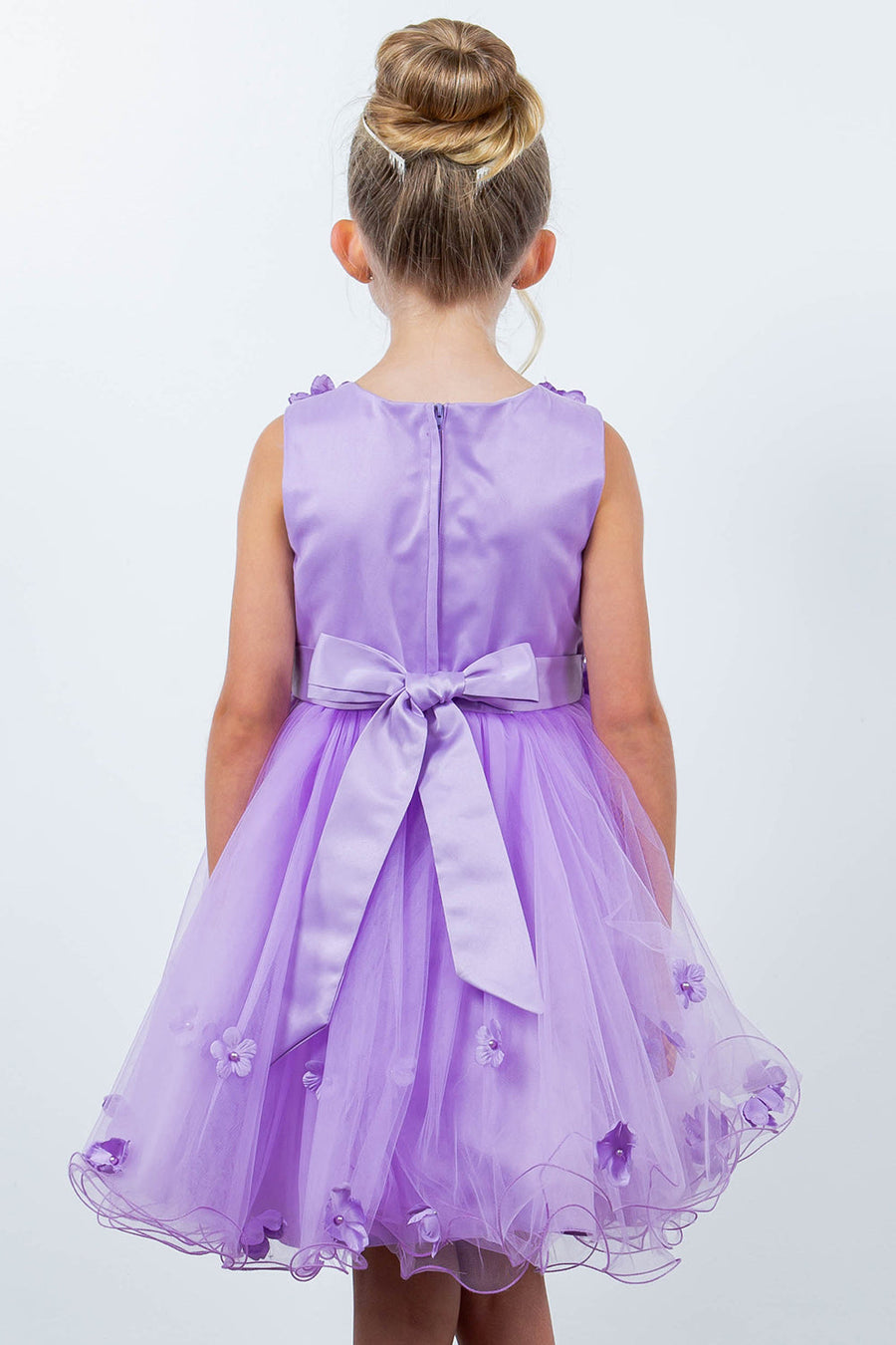 Flower Girl Dresses Flower Girl 3D Floral Applique A Line Short Dress Lavendar
