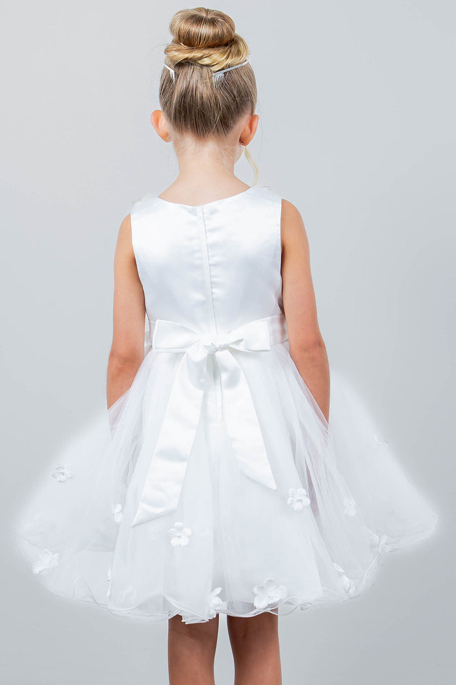 Flower Girl Dresses Flower Girl 3D Floral Applique A Line Short Dress White