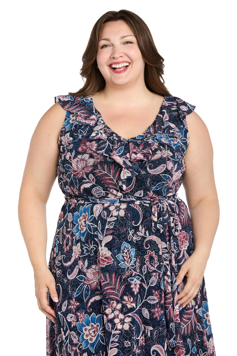 Plus Size Dresses Printed Plus Size High Low Dress Navy/Multi