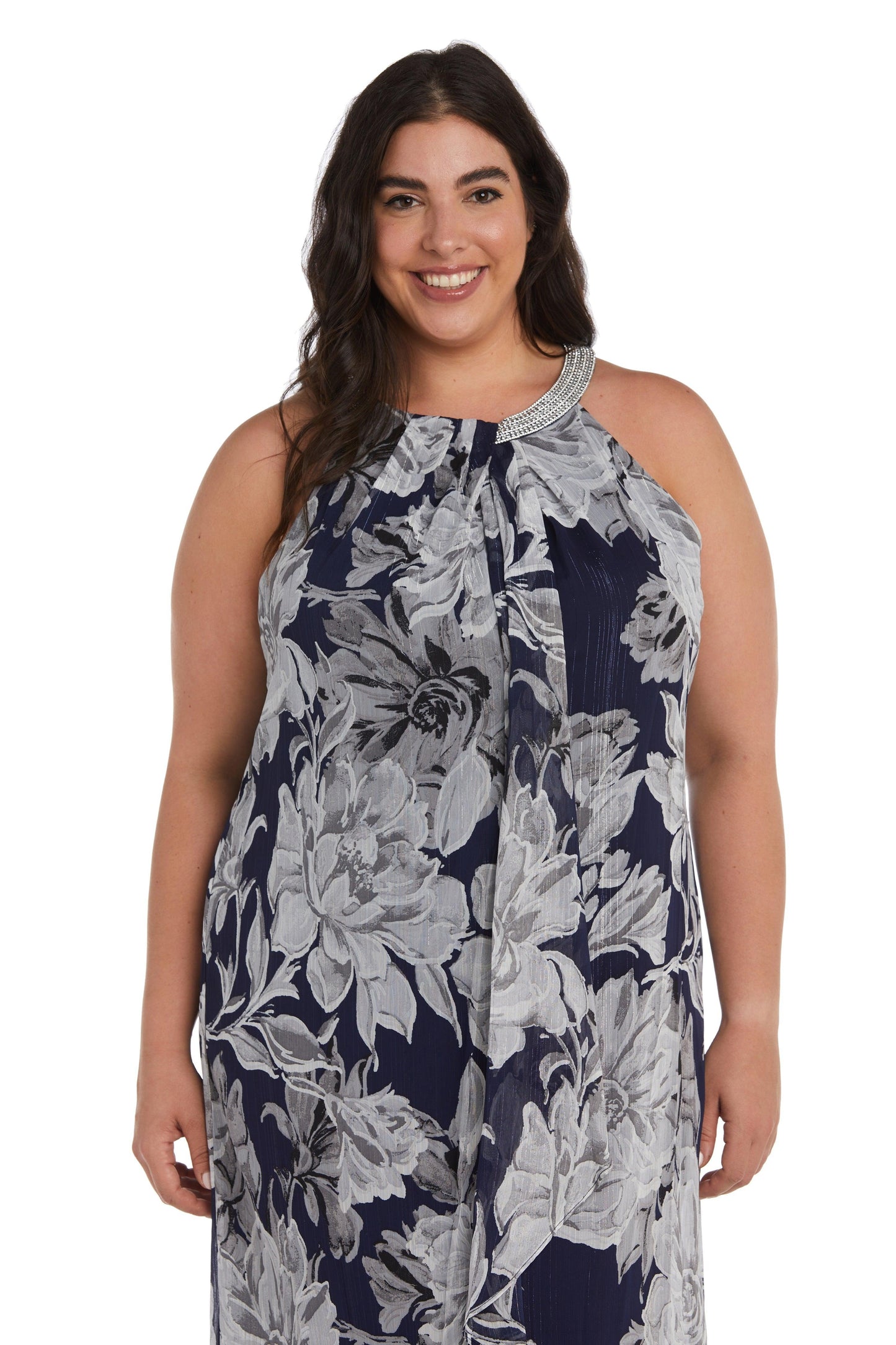 R&M Richards 9359W Short Plus Size Chiffon Dress