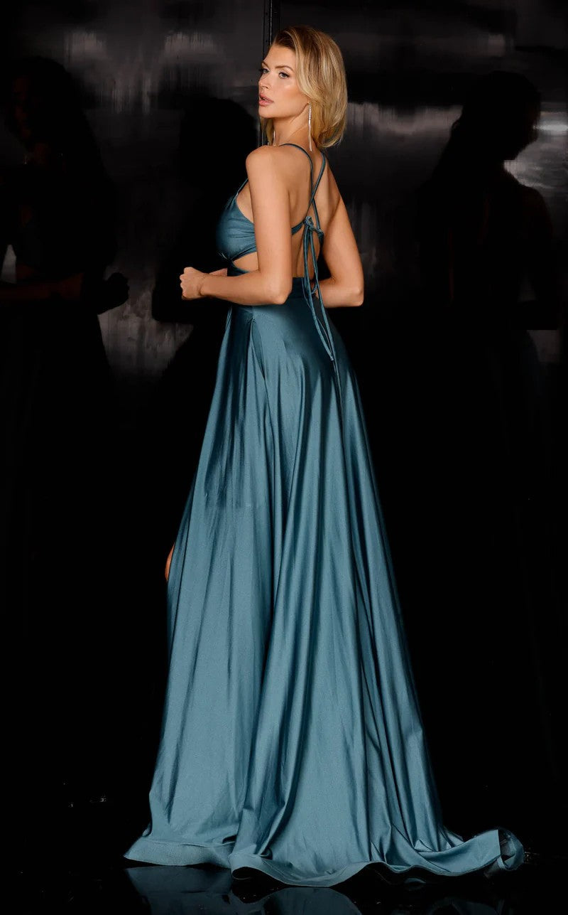 Prom Dresses Prom Slit Long Formal A Line Evening Dress Teal