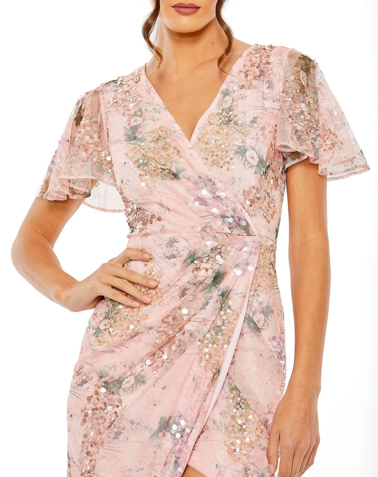 Formal Dresses Tea Length Formal Floral Dress Rose