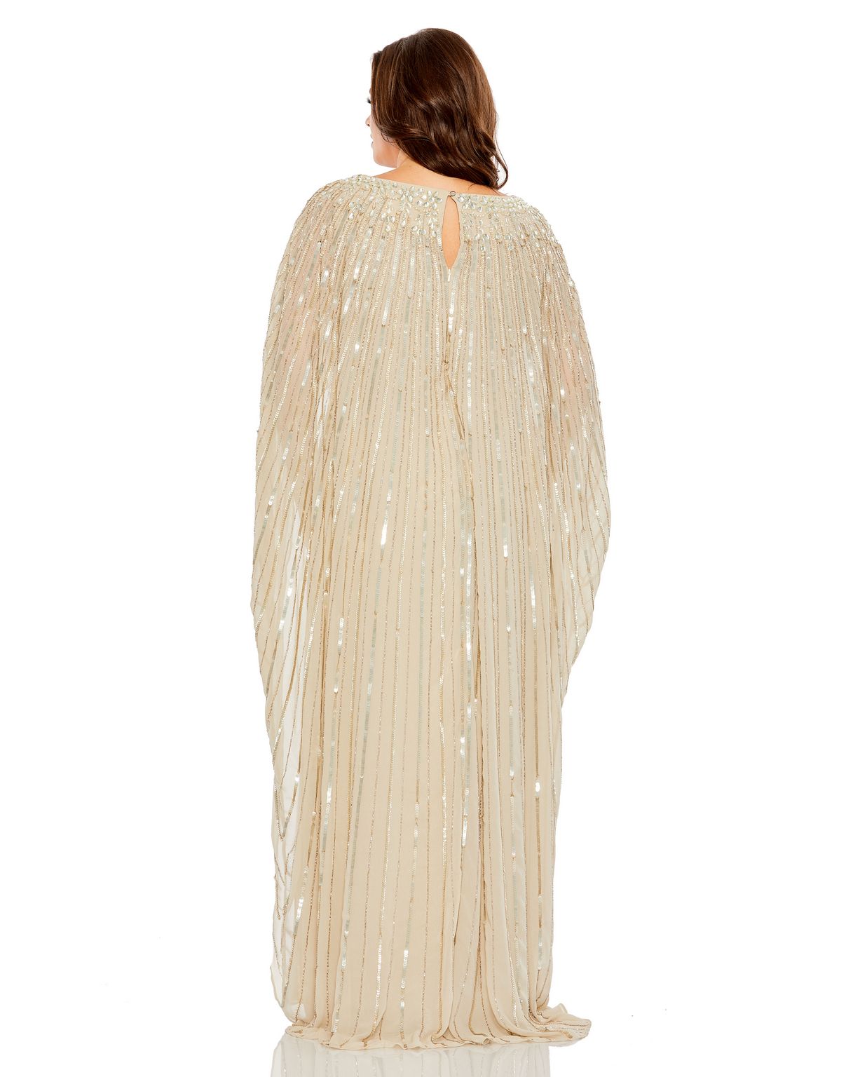 Plus Size Dresses Plus Size Long Cape Column Gown Champagne