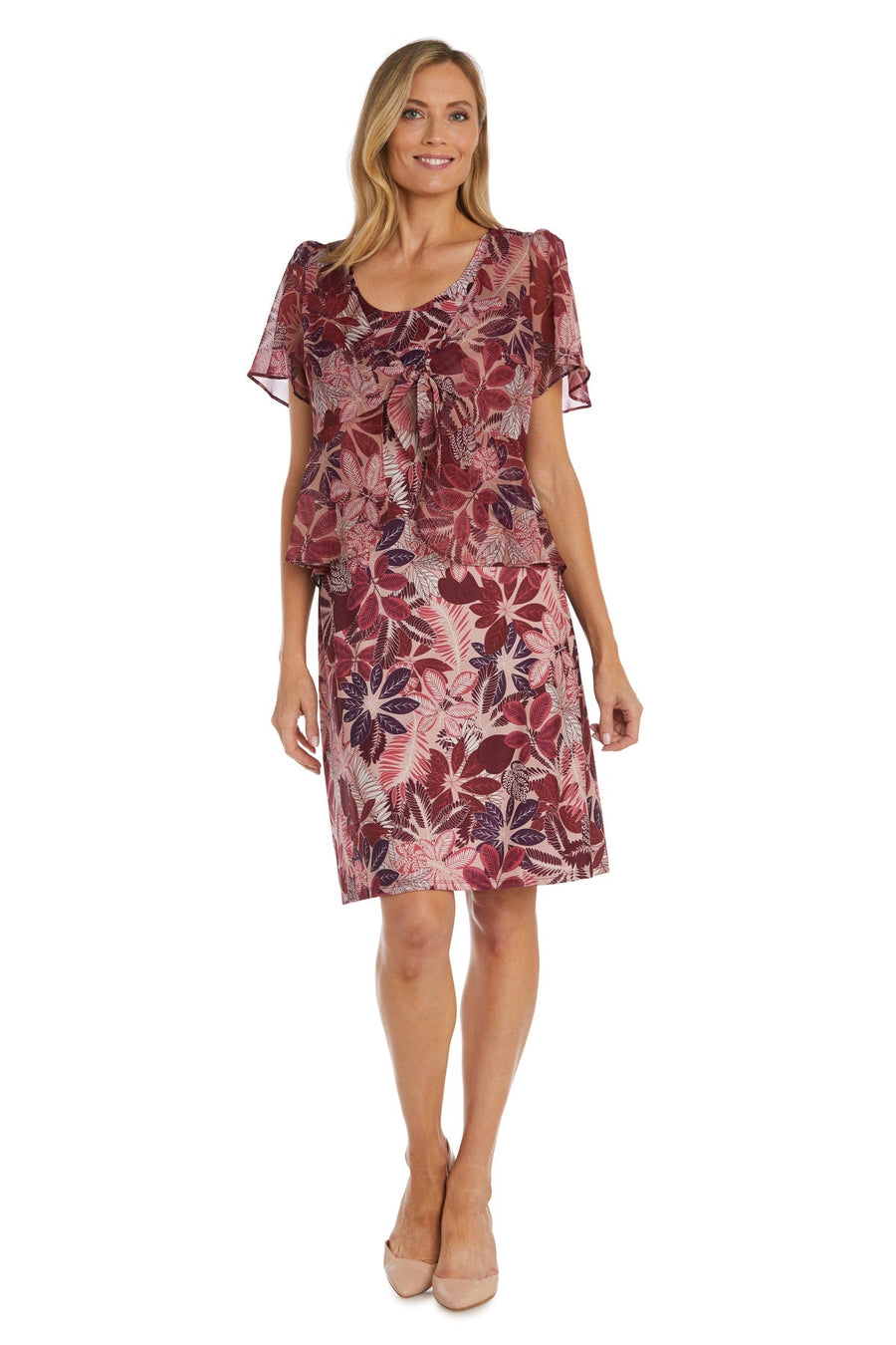 Formal Dresses Floral Print Short Formal Dress Burgundy
