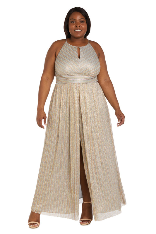 Plus Size Formal Dresses Metallic Crinkle Plus Size Long Dress Gold Silver