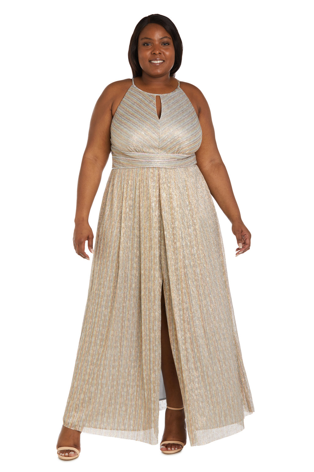 Plus Size Formal Dresses Metallic Crinkle Plus Size Long Dress Gold Silver
