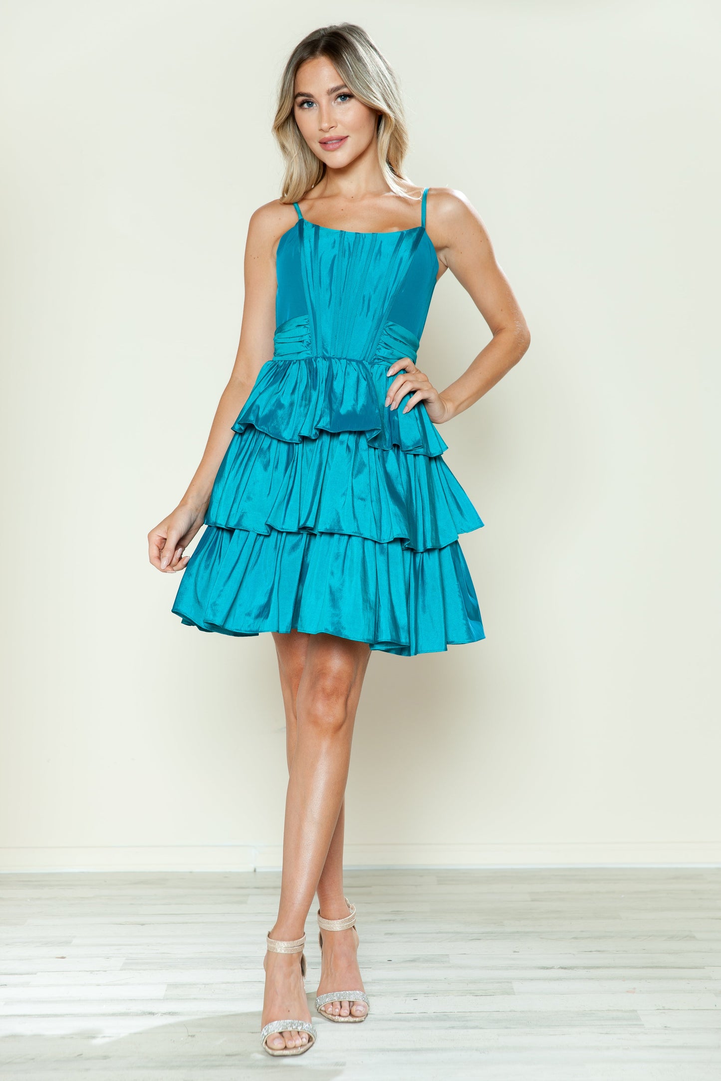 Cocktail Dresses Short Homecoming A Line Tiered Cocktail Dress Teal