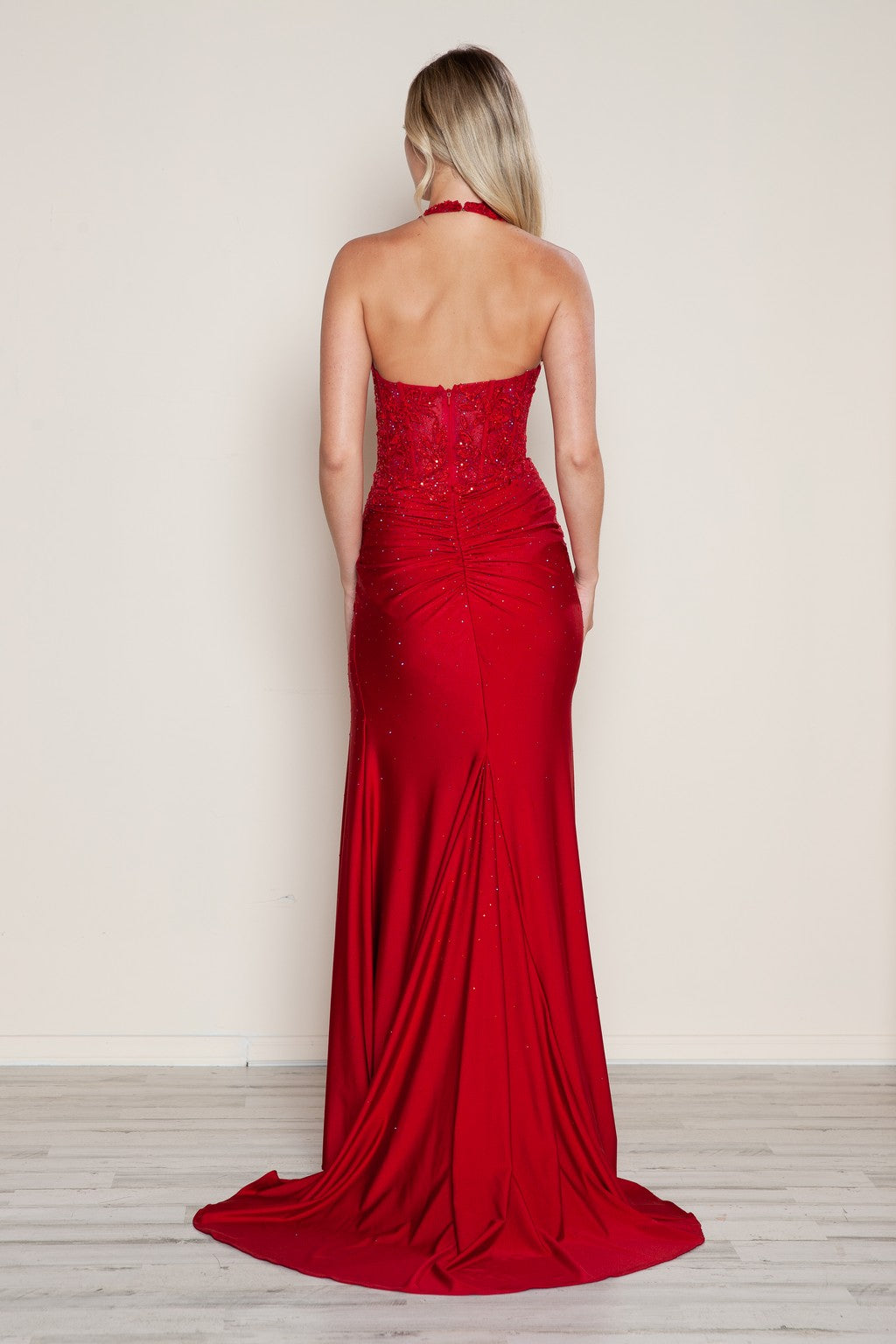 Prom Dresses A Line Long Formal Beaded Applique Prom Dress Red