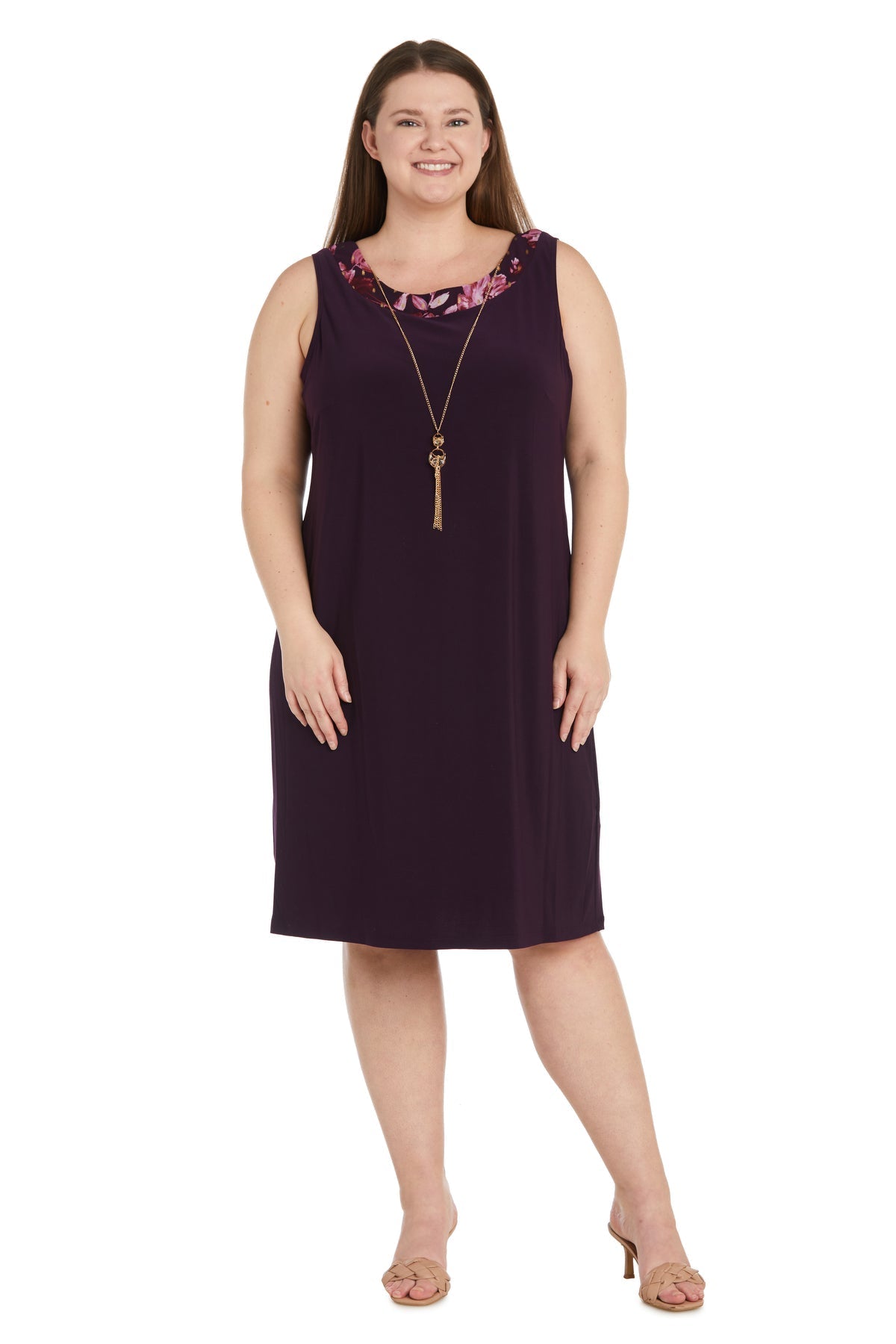 Plus Size Dresses Short Printed Floral Jacket Mother of the Bride Dress Eggplant