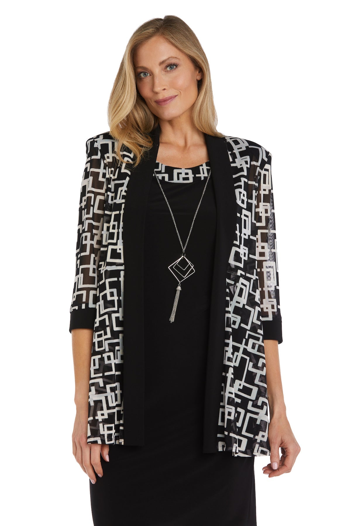 Mother of the Bride Dresses Short Print Jacket Mother of the Bride Black/White