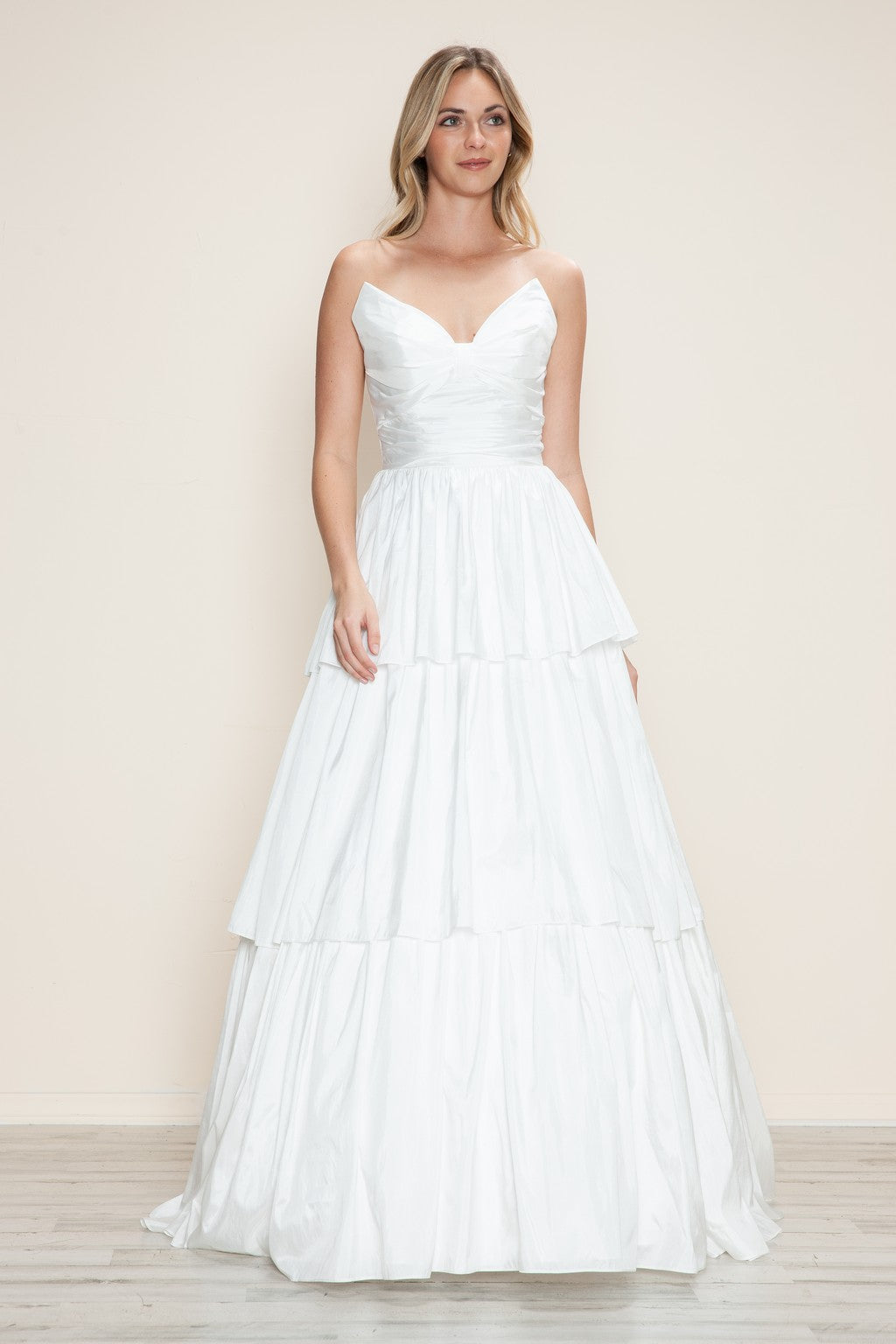 Prom Dresses A Line Long Formal Tiered Prom Dress Off White