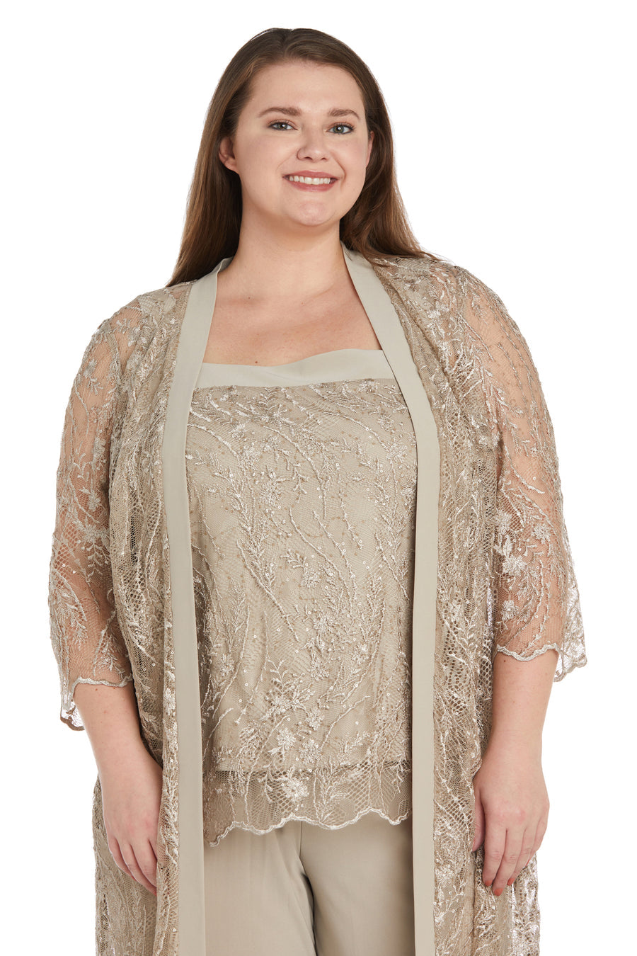 Pant Suit Plus Size Sequins Pant Set Champagne