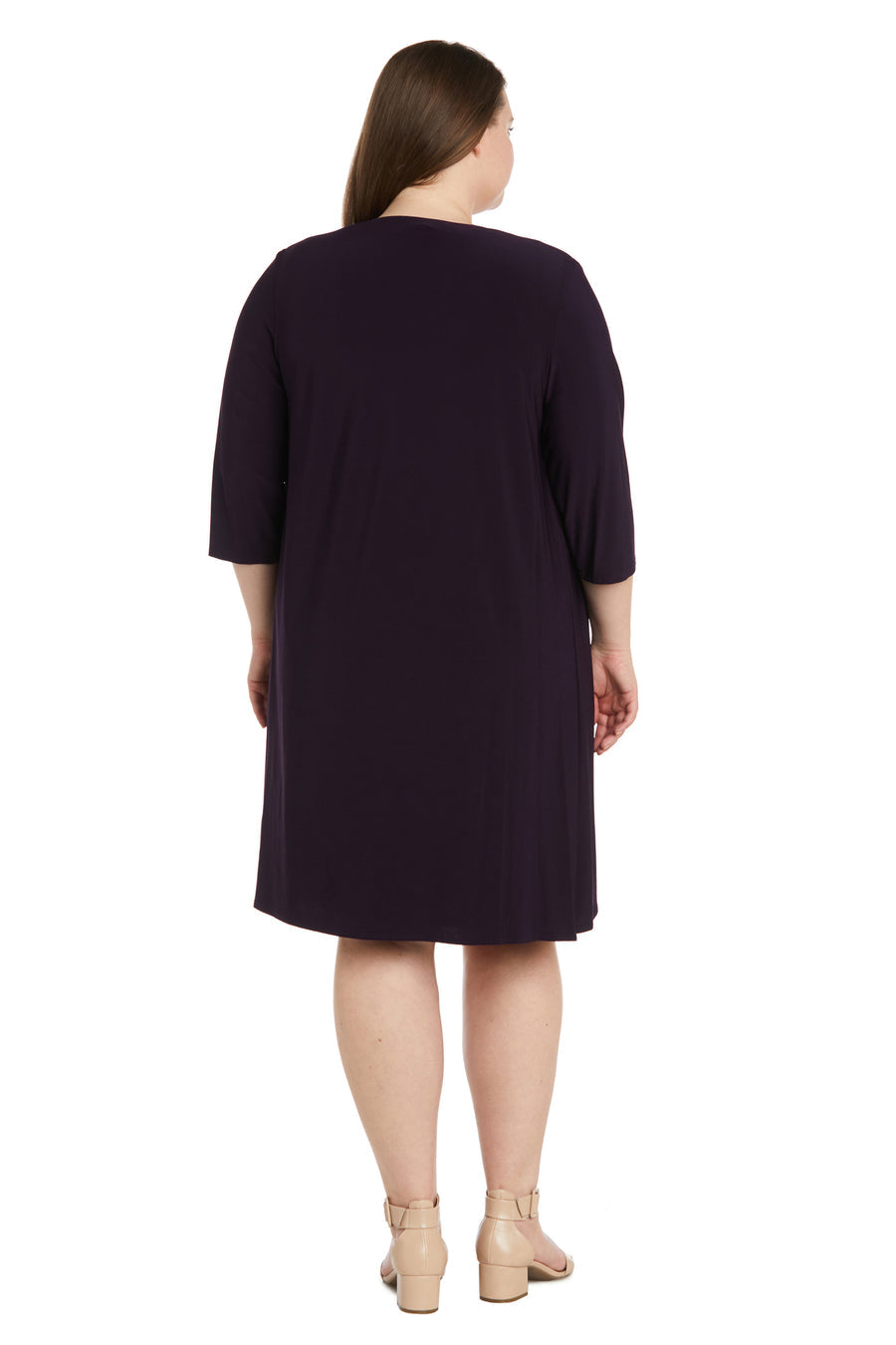 Plus Size Dresses Printed Jacket Plus Size Short Dress Eggplant