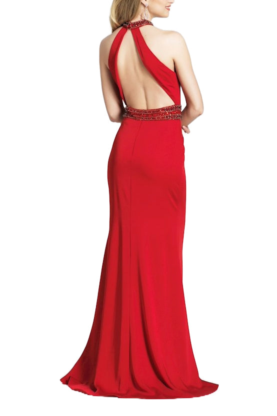 Prom Dresses Fitted Long Formal Beaded Prom Dress Red