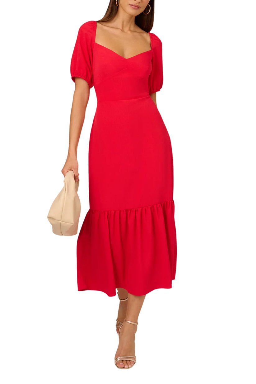 Cocktail Dresses Short Ruffle A Line Midi Cocktail Dress Scarlet