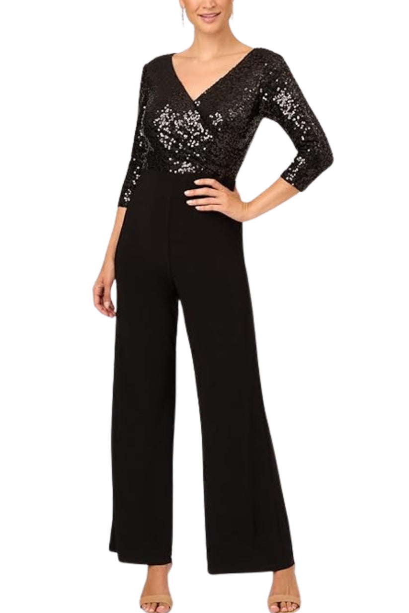 Jumpsuit Long Sequin Mother of the Bride Jumpsuit BLACK