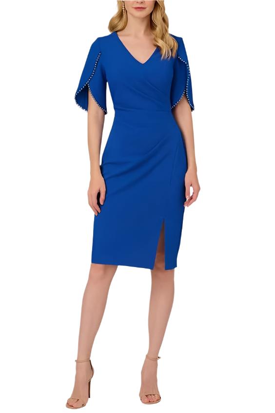 Cocktail Dresses Short Fitted Slit Cocktail Dress Violet Cobalt