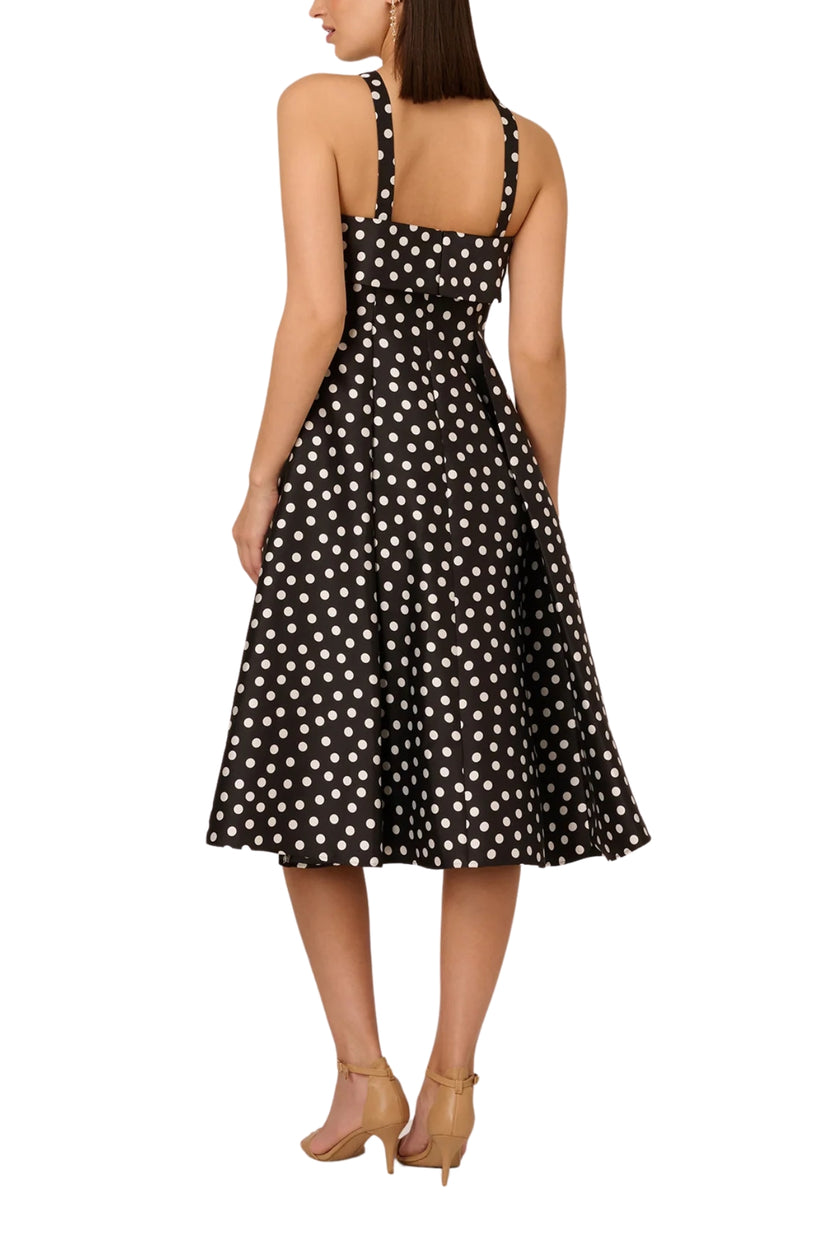 Cocktail Dresses A Line Polka Dot Midi Cocktail Dress Black Ivory