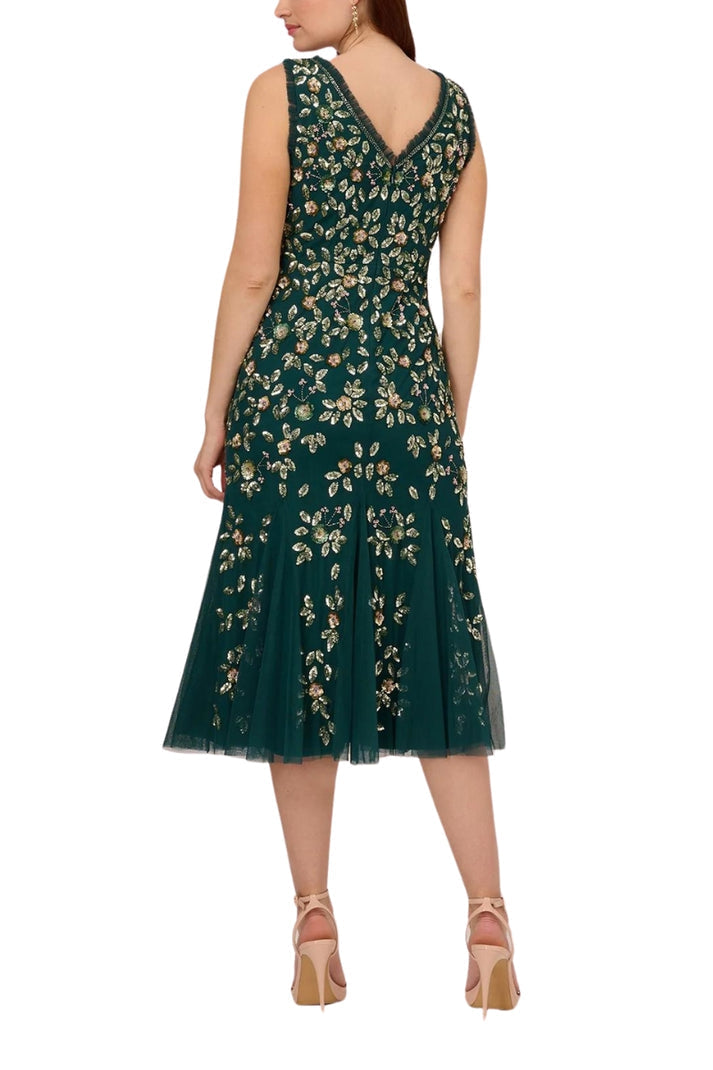 Cocktail Dresses Short Ruffle Beaded Midi Cocktail Dress Gem Green
