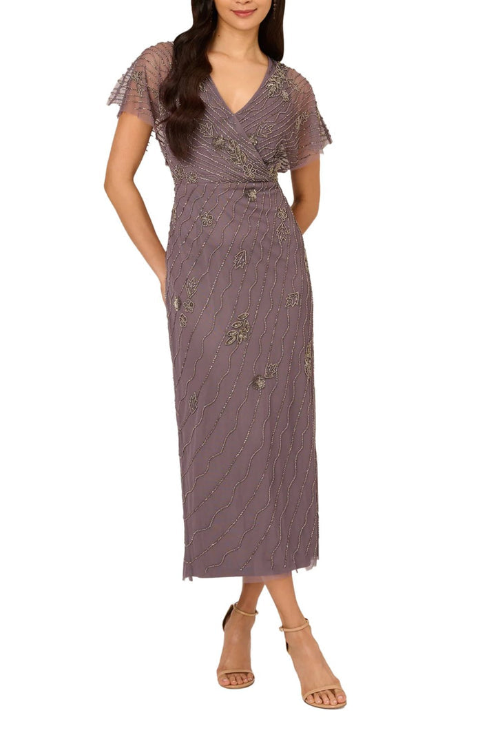 Formal Dresses Beaded Long Formal Tea Length Dress Moonscape