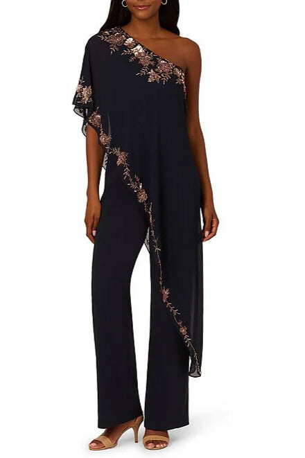 Jumpsuit Long Formal Beaded Jumpsuit  Navy Rose Gold