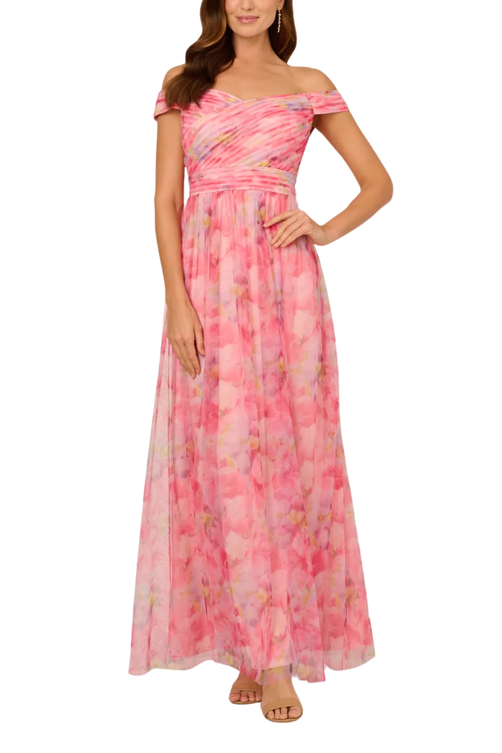 Prom Dresses Long Formal A Line Floral Printed Prom Dress Pink Multi