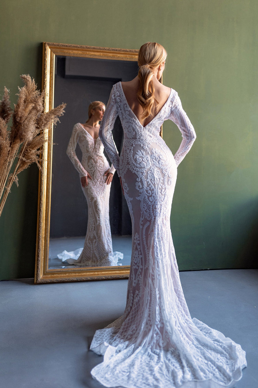 Wedding Dresses Long Mermaid Wedding Dress White/Nude