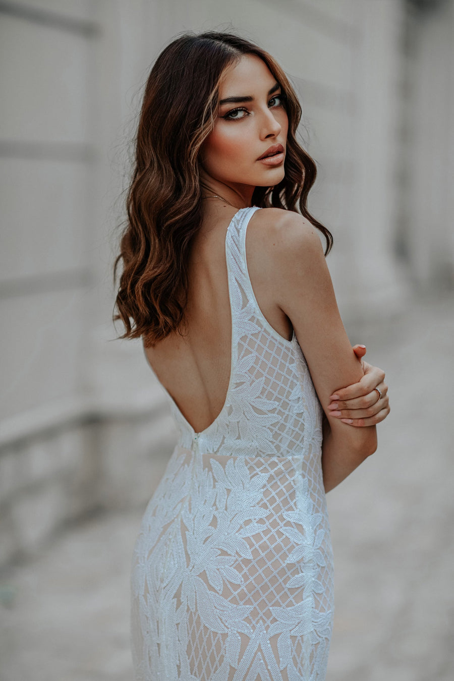 Wedding Dresses Fitted Long Lace Wedding Dress White/Ivory