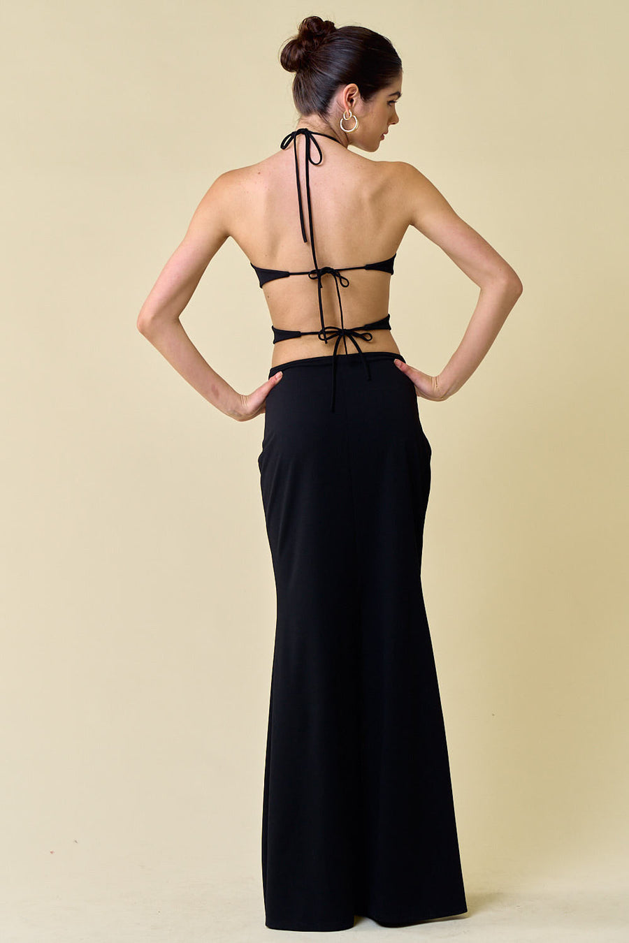 Cocktail Dresses Long Halter Neck Cutout Maxi Dress Black