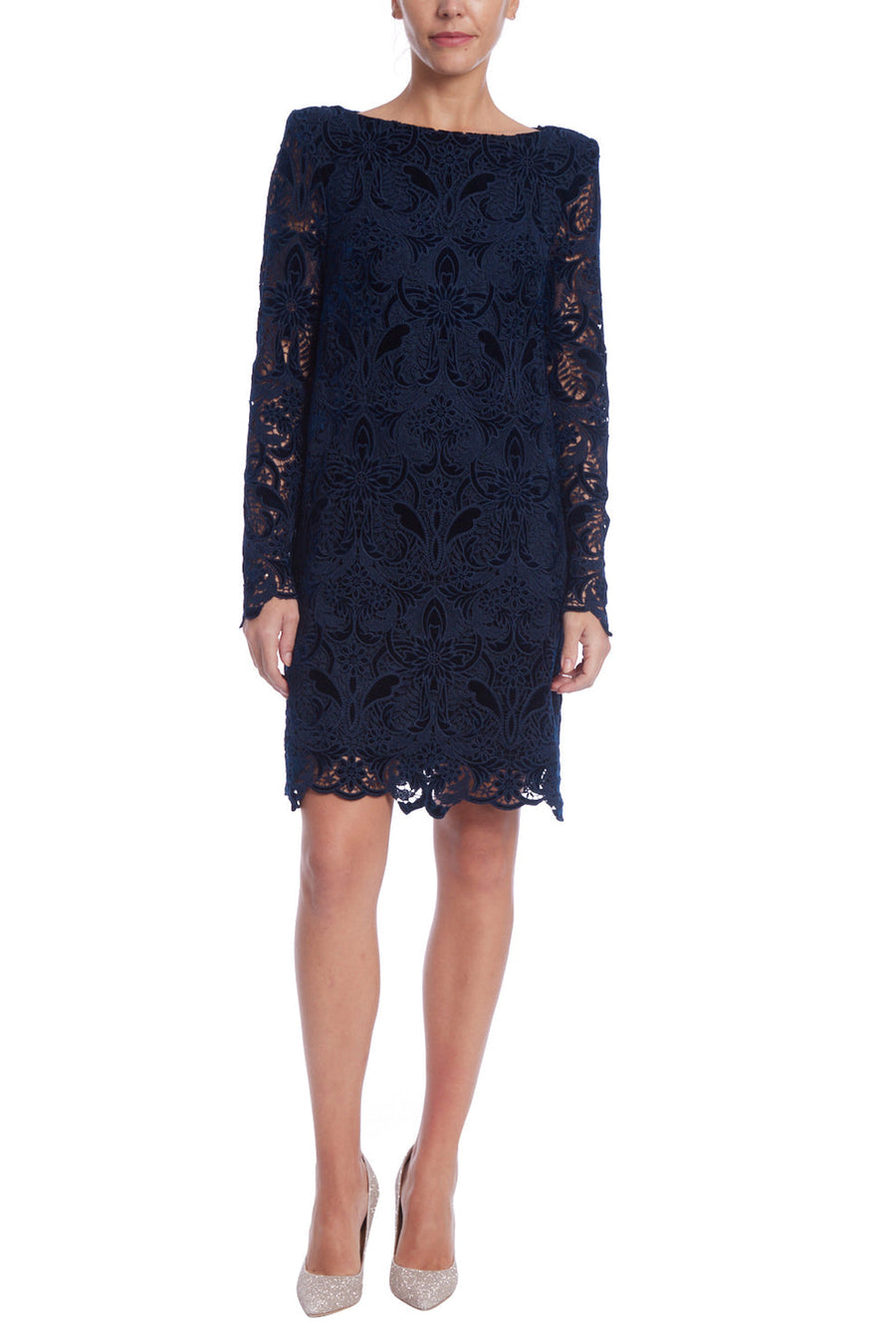Cocktail Dresses Short Velvet Lace Cocktail Dress Navy