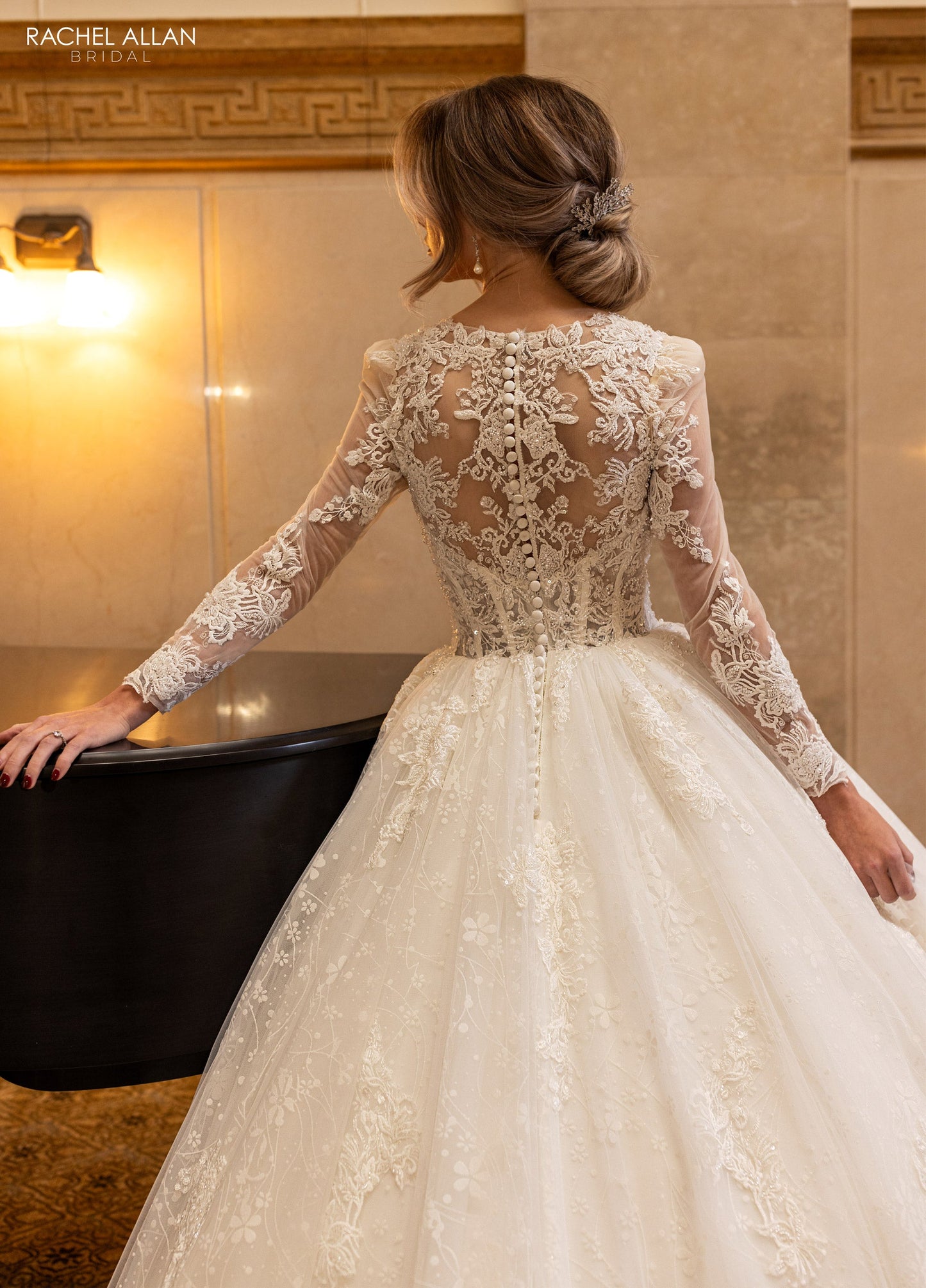 Wedding Dresses Long Glitter Beaded Lace Wedding Dress Ivory Nude