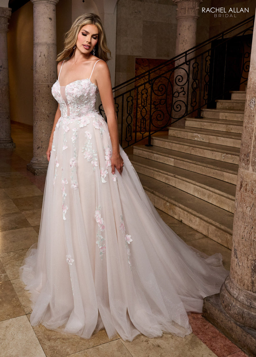 Wedding Dresses A Line Bridal Long 3D Floral Wedding Dress Blush Ivory Multi